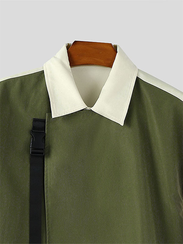 Men's Faux Two Piece Contrast Color Half Sleeve Shirt SKUL41270