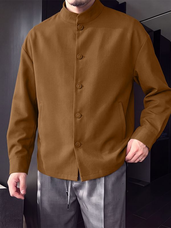 Men's Neo-Chinese Minimalist Mandarin Collar Button-Up Jacket SKUL79681