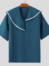 Men's Asymmetric Neck Long Sleeve Shirt SKUL41463