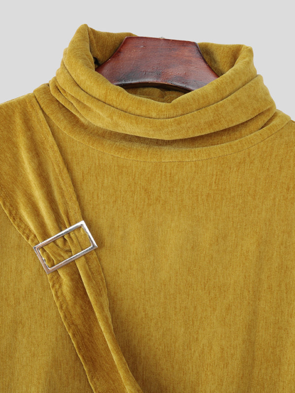 Men's Texture High Neck Long Sleeve Knit T-Shirt SKUL30446