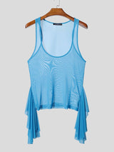 Men's Semi-Sheer Fine Mesh Low Neck Tank SKUL42804
