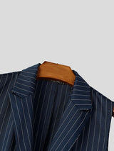 Men's Victorian Vintage Stage Performance Pinstripe Lapel Vest Pleated Wide-Leg Jumpsuit SKUL84568