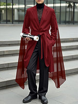 Men's Sheer Chiffon Side Patchwork Long Sleeve Blazer SKUL36620