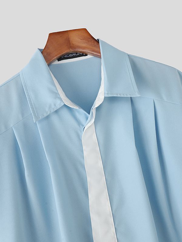 Men's Tie Color Block Short Sleeve Shirt SKUL36462