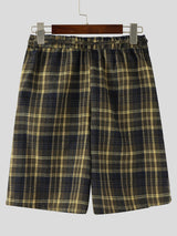 Mens Contrast Color Plaid Casual Short SKUL16652