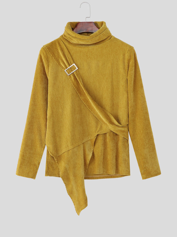 Men's Texture High Neck Long Sleeve Knit T-Shirt SKUL30446