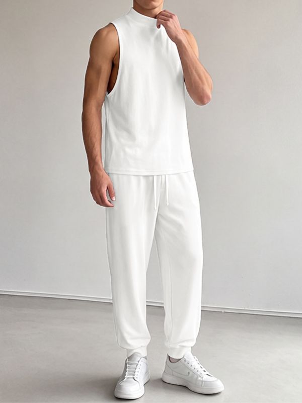 Men's Clean Casual Elevated Mock Neck Two Pieces Outfit SKUL79746