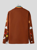 Men's Fun Crayon Print Long Sleeve Shirt SKUL41205