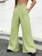 Men's Casual Frog Button High Waist Pant SKUL58742