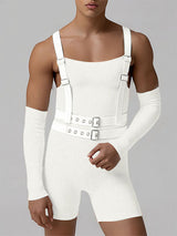 Men's Solid Color Texture Overall Bodysuit SKUL19018