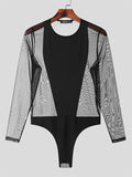 Mens Mesh Patchwork Long Sleeve Bodysuit SKUK21528