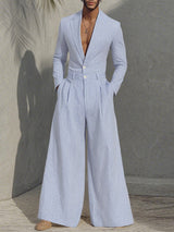 Mens Striped Casual Loose Long Sleeve Jumpsuit SKUL27277