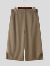 Men's Avant-Garde Zen-Style Architectural Pleated Wide-Leg Cropped Pant SKUL65174