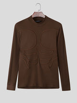 Men's Muscle Outline Print Contrast Color Long Sleeve T-shirt SKUL37697