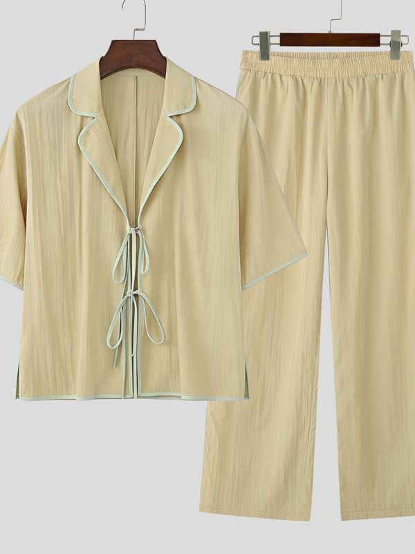 Men's Color Block Trim Two Pieces Outfit SKUL45409