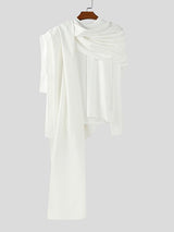 Men's Solid Pleated Flap Long Sleeve T-Shirt SKUL34186