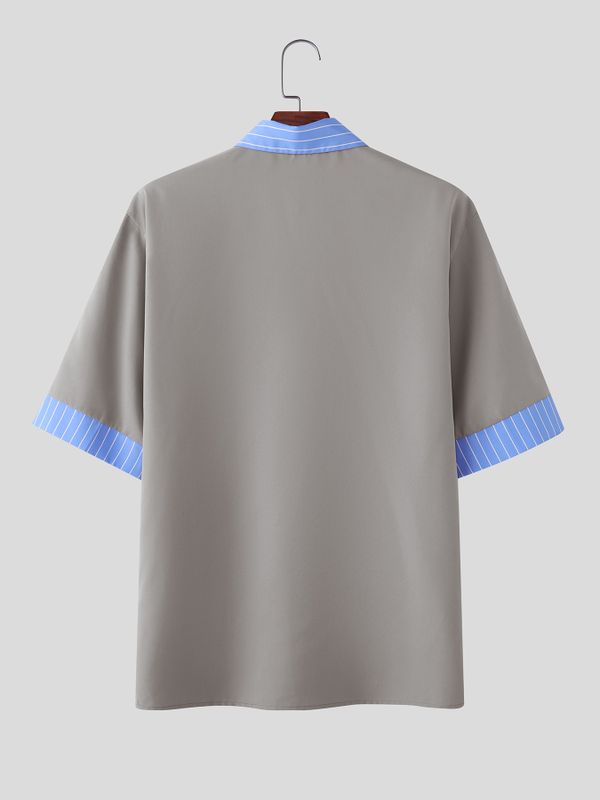 Men's Striped Color Block Half Sleeve Shirt SKUL57347