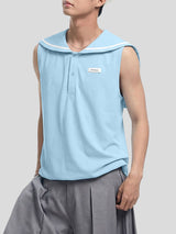 Men's Solid Color Sailor Collar Casual Tank SKUL50154