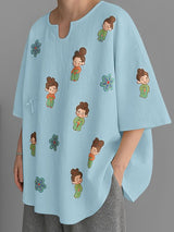 Men's Cartoon Print V Neck Half Sleeve T-Shirt SKUL38587