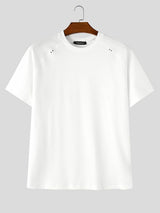 Men's American Vintage High-Street Waffle-Knit Short Sleeve Fitted T-shirt SKUL73645