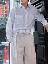 Men's Striped Tie Long Sleeve Shirt SKUL26217