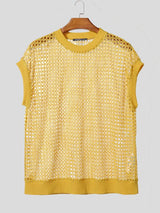 Men's Casual Hollow Out Mesh Knit Sleeveless T-shirt SKUL63641