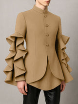 Men's Pleated Ruffled Casual Long Sleeve Blazer SKUL32754