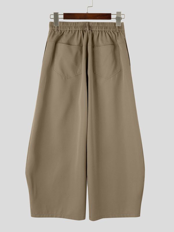 Men's Clean-Fit Casual Daily Commute Pin-Tuck Seam Welt Pocket Wide-Leg Pant SKUL85943