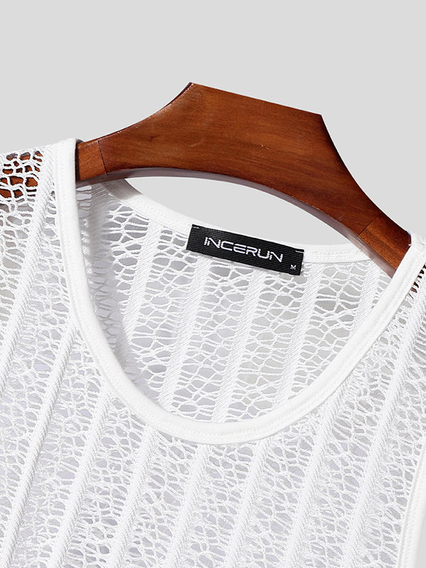 Mens 3D Floral Sheer Mesh Tank SKUL15615