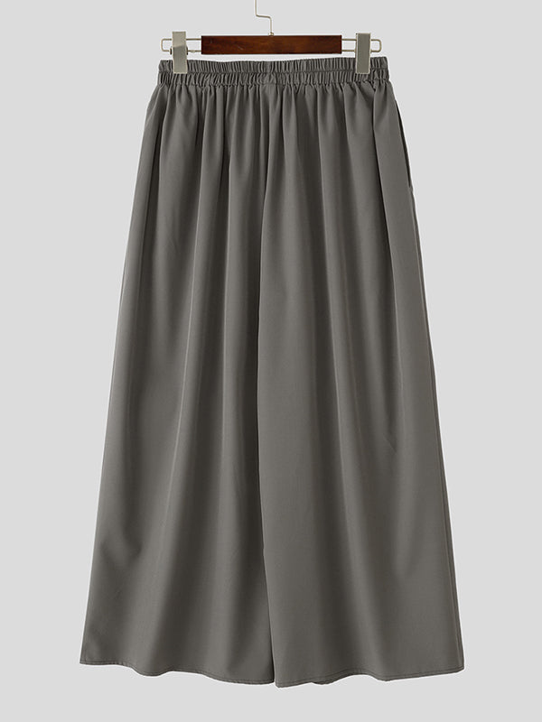 Mens Solid Color Ruched Casual Pant SKUL10602