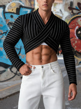 Men's Cross Design Stripe Long Sleeve T-shirt SKUL45182