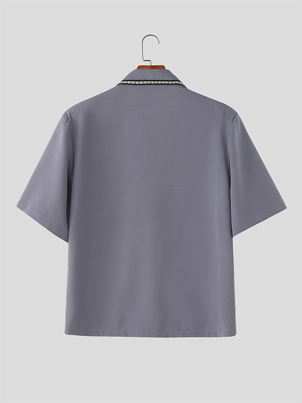 Men's Double Pocket Casual Short Sleeve Shirt SKUL22819