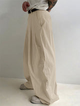 Men's Solid Crinkle Loose Draped Casual Pant SKUL23890