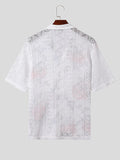 Mens Floral Print See Through Short Sleeve Shirt SKUK51737