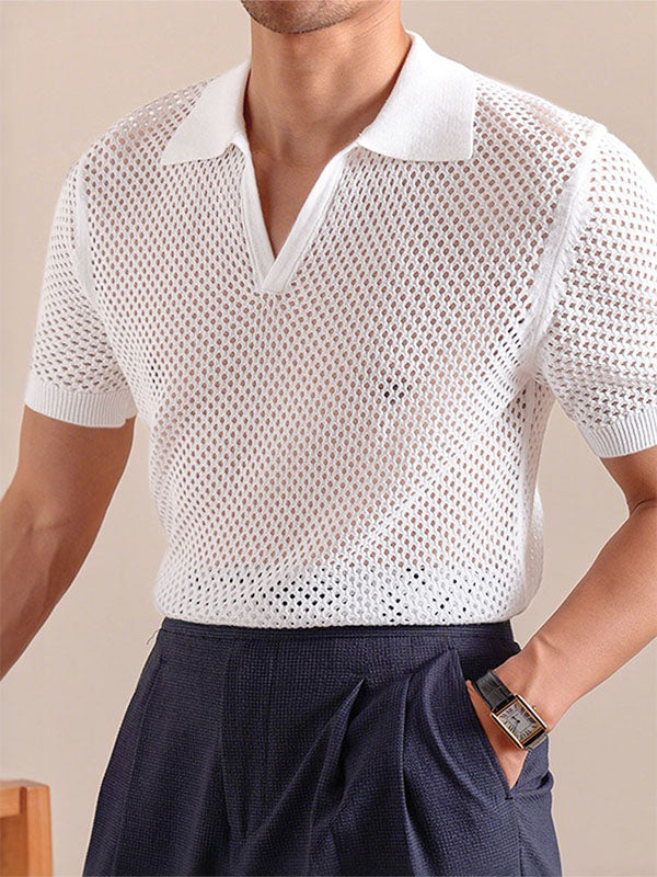 Men's Solid Color Sheer Mesh Short Sleeve T-Shirt SKUL17025