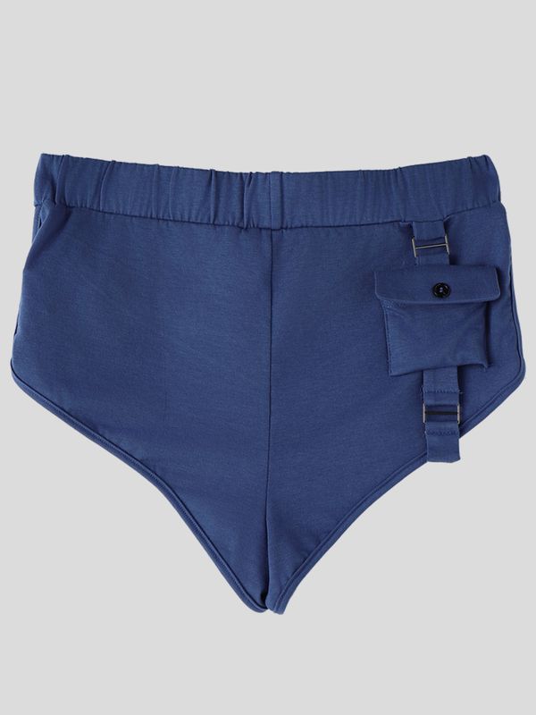 Men's Avant-Garde Utility Deconstructed Cargo Pocket Tactical Strap Fitted Short SKUL71382