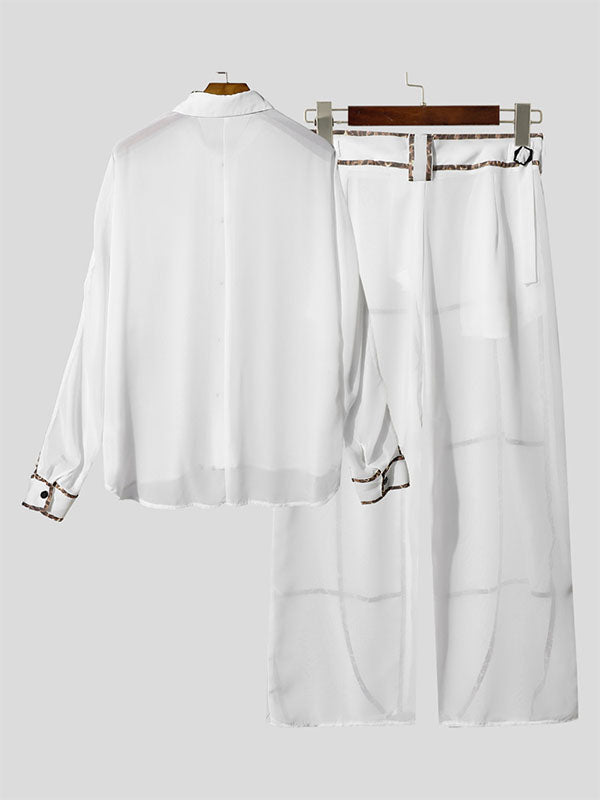 Men's Colorblock Striped Casual Two Pieces Outfit SKUL23785