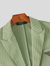 Men's Pinstripe Cropped Notched Lapel Two Pieces Outfit SKUL57619