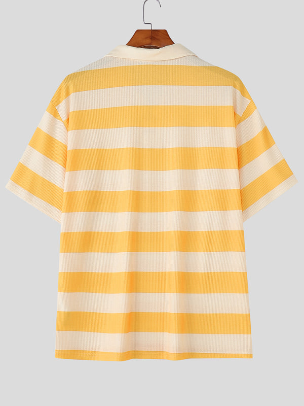 Men's Striped Texture Short Sleeve T-Shirt SKUL20887