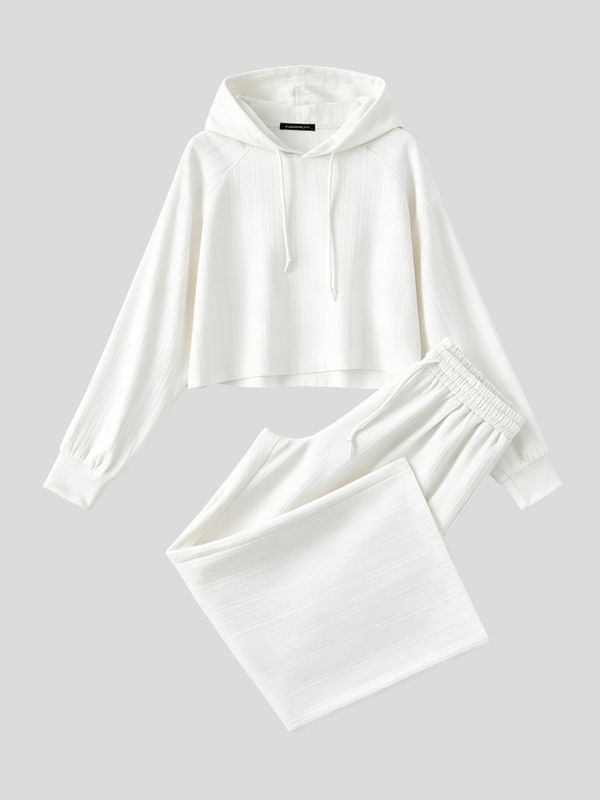 Men's Early Autumn Minimalist Crinkled Crop Two Pieces Outfit SKUL79626