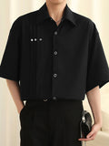 Mens Solid Pleated Snap Button Casual Shirt SKUK08720