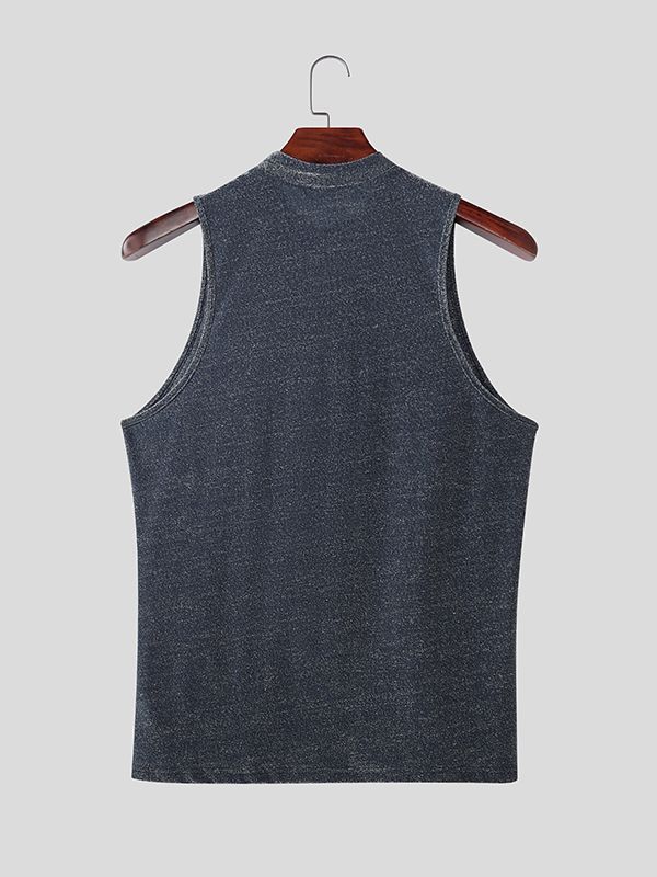 Men's Solid Color Shiny Tank SKUL53153