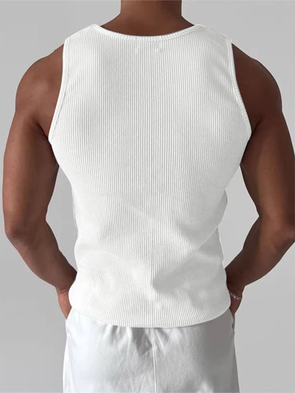 Men's Stud Patchwork Knit Texture Casual Tank SKUL24563