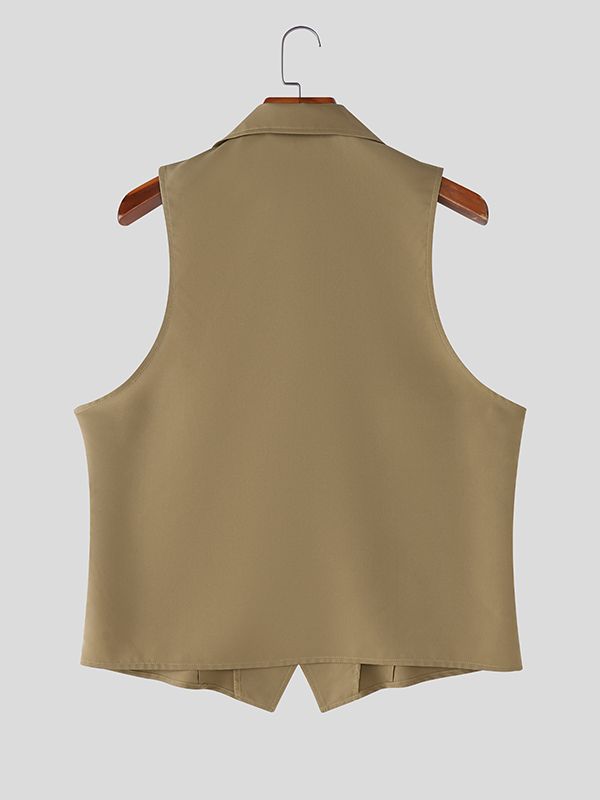 Men's Ruffled Patchwork Casual Waistcoat SKUL40107