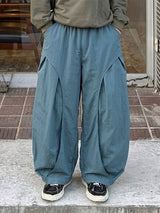 Men's Harajuku Streetwear Oversized Baggy Curved Pleated Elastic Waist Pant SKUL66153