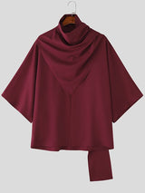 Men's Solid Color Cowl Neck 3/4 Length Sleeve Shirt SKUL51074