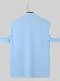 Mens Solid Knit Textured Notched Neck T-Shirt SKUK54559