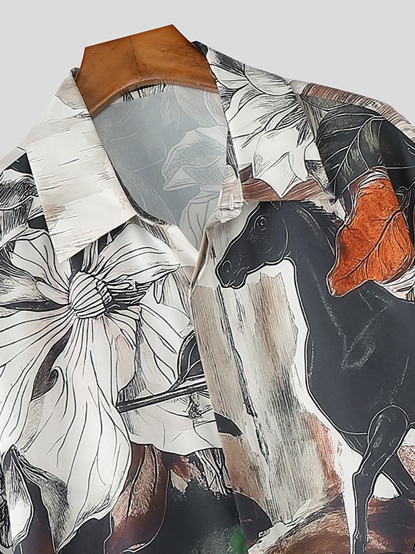 Men's Floral Print Long Sleeve Shirt SKUL47583