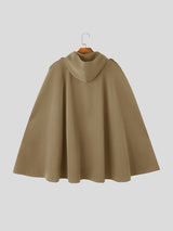 Men's Vintage Military Metallic Button Flap Epaulet Hooded Cape SKUL84579