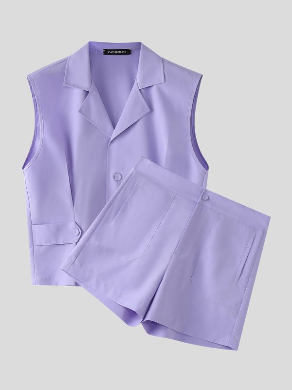 Men's Solid Color Two Pieces Outfit SKUL57805